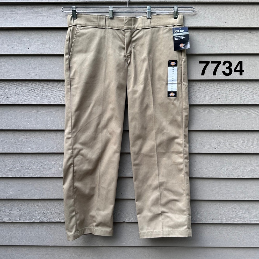 Dickies 774 Women Work Pants Khaki Straight Leg Low Rise Chino 12P New With Tags